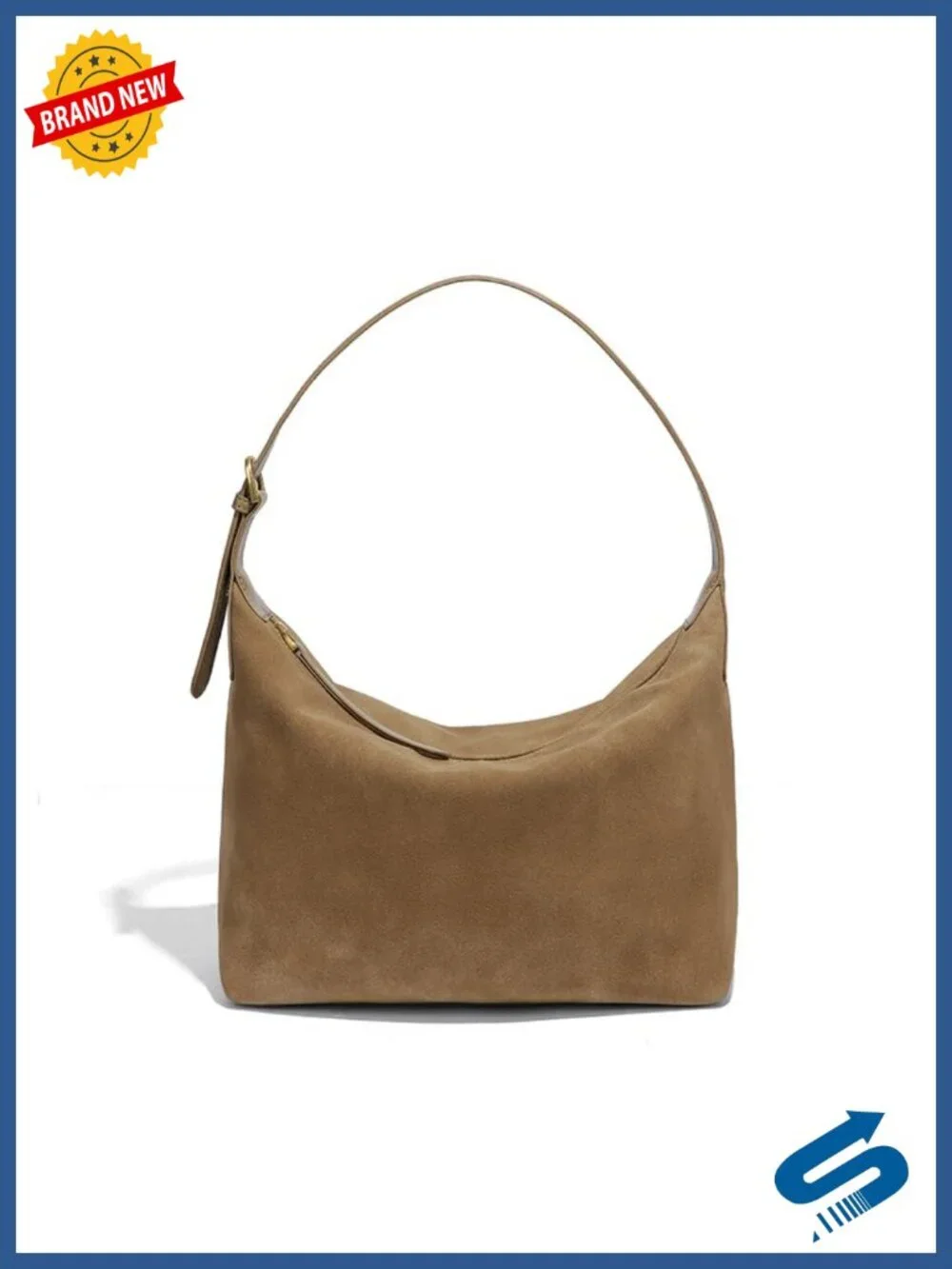 Vintage Faux Suede Hobo Bag with 2 Adjustable Straps